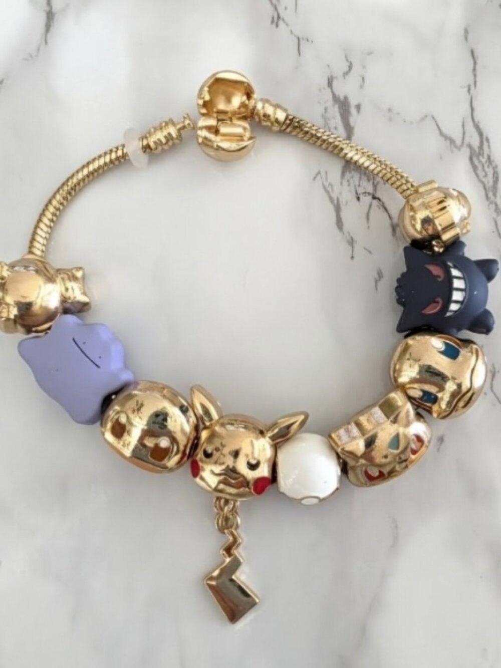 Gold Plated Pokémon Themed Charm Bracelet 21cm